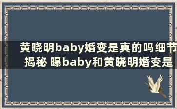 黄晓明baby婚变是真的吗细节揭秘 曝baby和黄晓明婚变是怎么回事